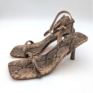 New York & Company Ashlyn Ankle Wrap Sandals Women's Snakeskin Size US10 EU40.5